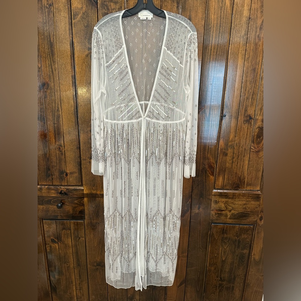 Anthropologie White Sheer Mesh Top